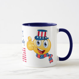 Caneca Texto Personalizado Tio Sam Emoji com Chapéu e Sca