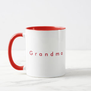 Caneca Texto Personalizado Vermelho Minimizado Vovó Branc
