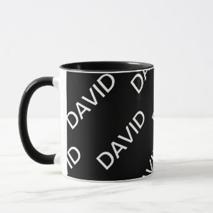 Caneca Texto Personalizável   Preto e Branco Moderno e Ou