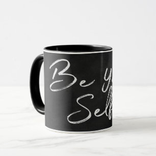 Caneca texto "seja seu" em quadro negro