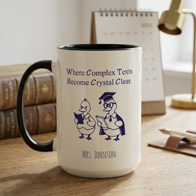 Caneca Textos Complexos Claros Professor de Inglês Design (Criador carregado)