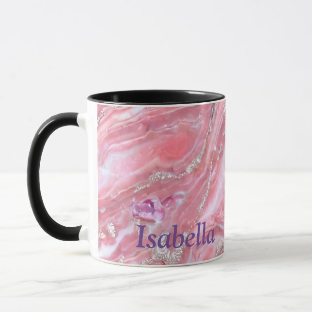 Caneca Textura Cinzenta Cintilada Com Largura De Prata (Esquerda)