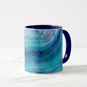 Caneca Textura de Agate Verde do Mar Azul