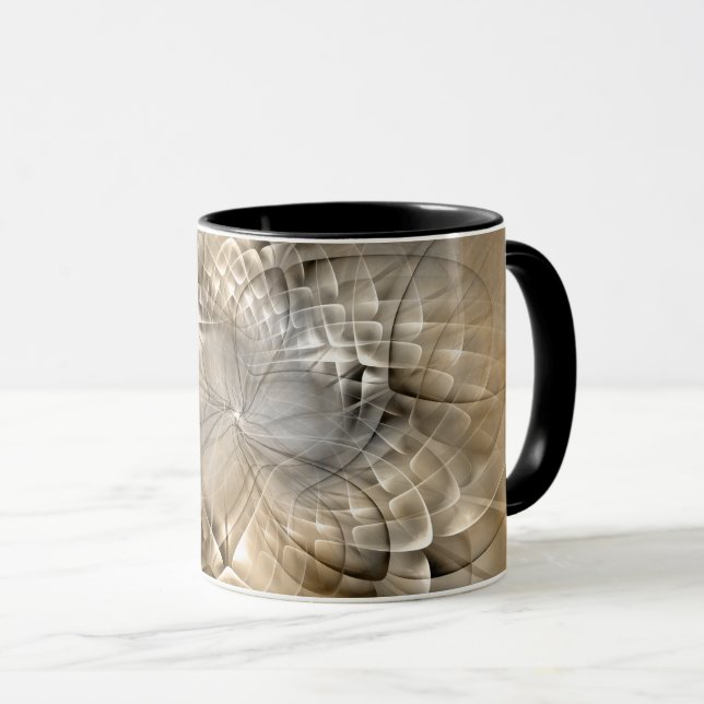 Caneca Textura de Arte Fractal Moderno Abstrato Tons da T (Frente Esquerda)