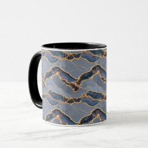 Caneca Textura de Mármore Cinza Escuro Luxuoso com Veias 