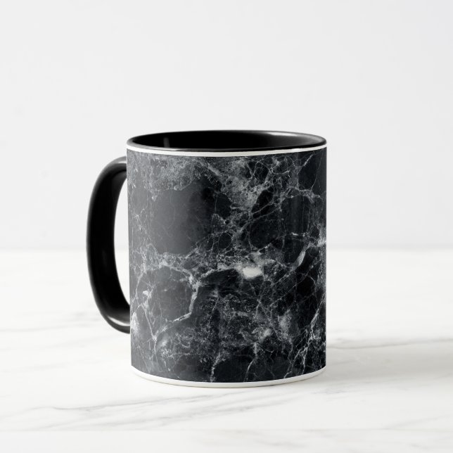 Caneca Textura de mármore preto (Frente Esquerda)