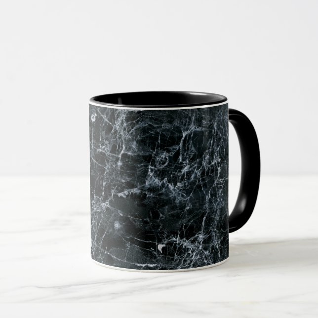 Caneca Textura de mármore preto (Frente Esquerda)