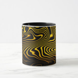 Caneca Textura de Redemoinhos Preto Amarelo Dourado
