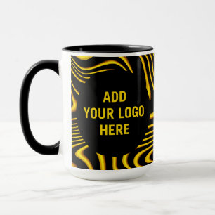 Caneca Textura de Redemoinhos Preto Amarelo Dourado Perso