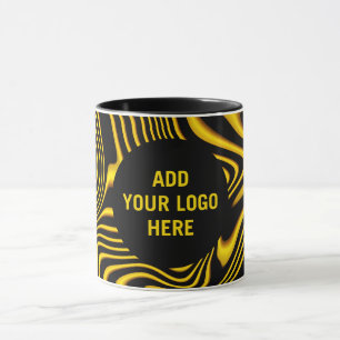 Caneca Textura de Redemoinhos Preto Amarelo Dourado Perso