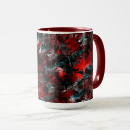 Caneca Textura em folhas vermelhas sujas caídas nas cinza