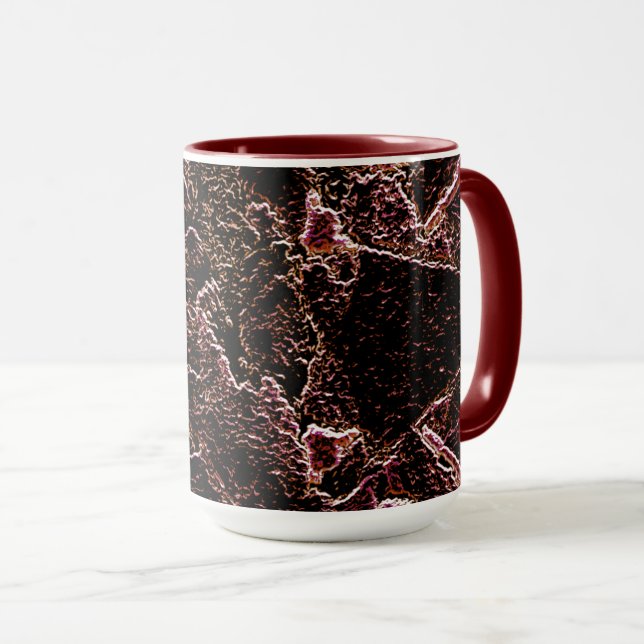 Caneca Textura estilo rocha marrom entalhada (Frente Esquerda)