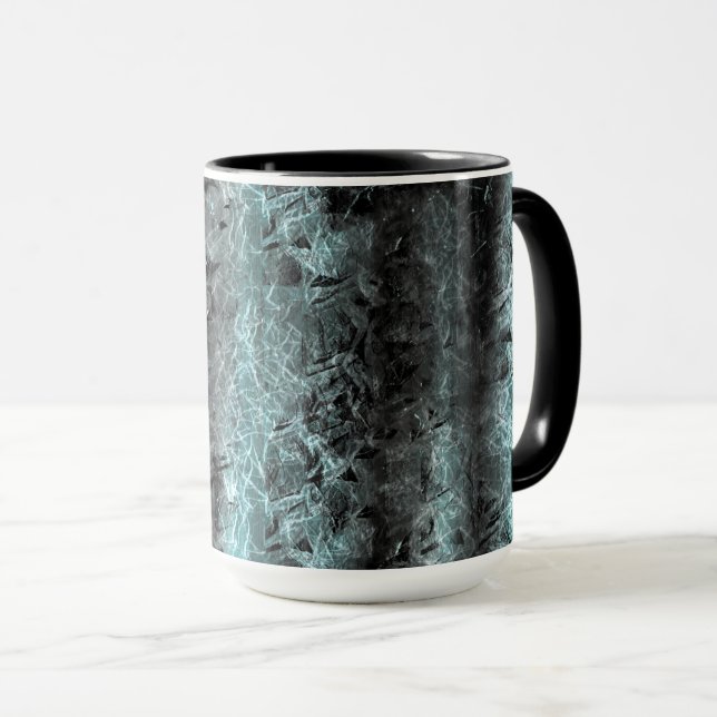 Caneca Textura fibrosa estranha em azul claro e preto (Frente Esquerda)