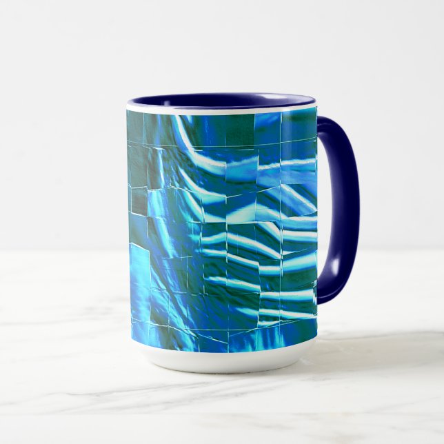 Caneca Textura metálica abstrato de mosaico céu limpo (Frente Esquerda)