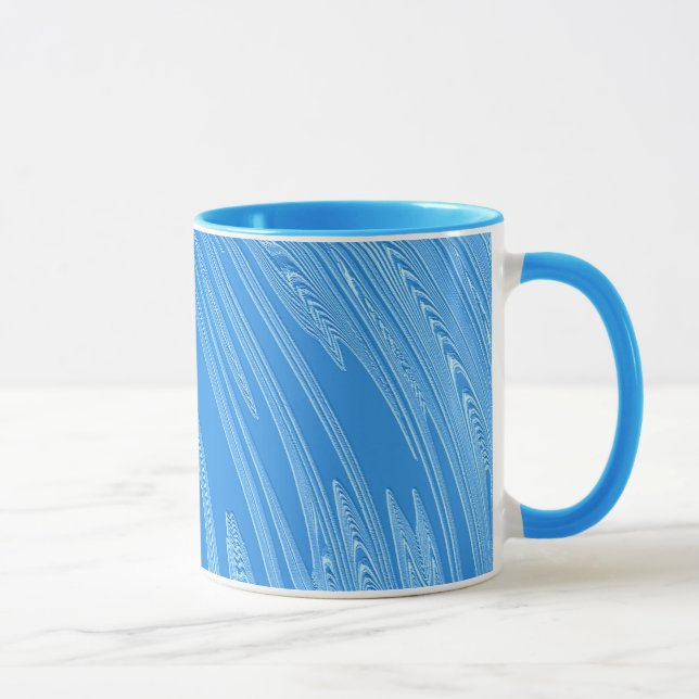 Caneca textura metálica de prata azul abstrata (Direita)
