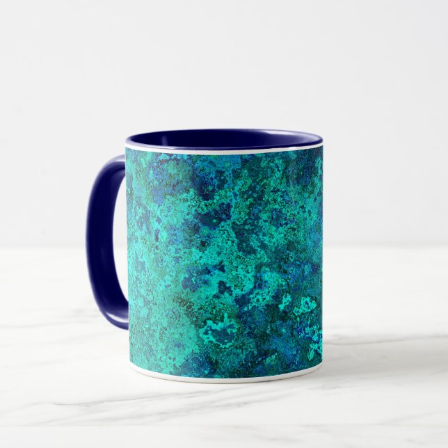 Caneca Textura parece marble stone azul turquesa natural (Frente Esquerda)