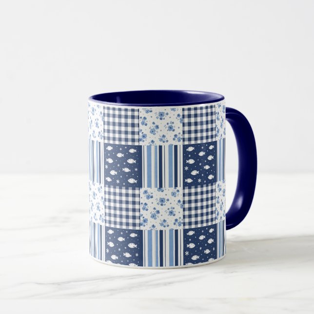 Caneca Texturas Azuis (Frente Esquerda)