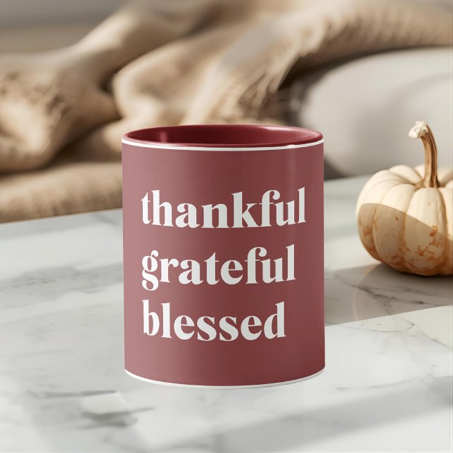 Caneca Thankful Grateful Blessed (Criador carregado)