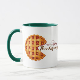 Caneca Thanksgiving Pie Slice Retro Arcade Green Handle