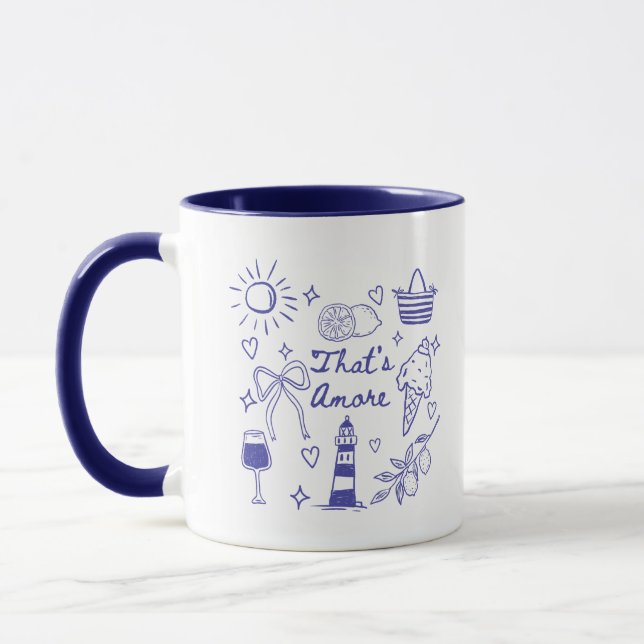 Caneca That's Amore Cute Blue Coquette Bow Italian Summer (Esquerda)