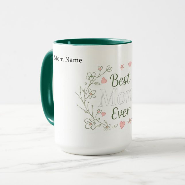 Caneca The Best Mom Ever | Luxury Ceramic Gift (Frente Esquerda)