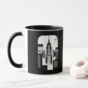 Caneca The City Never Sleeps Hustle Skyline Design