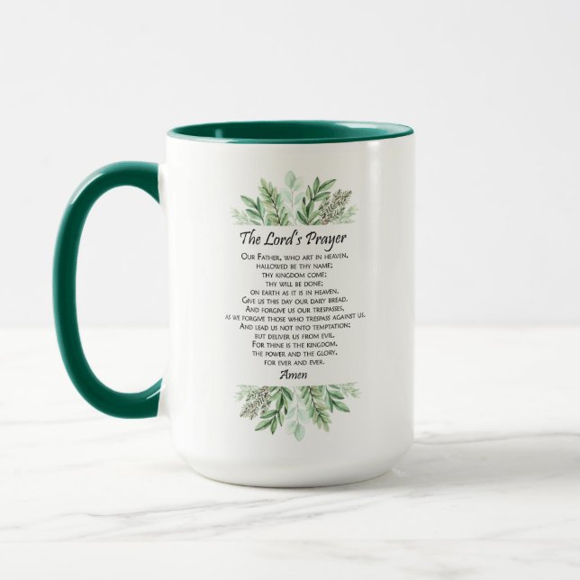 Caneca The Lord's Prayer with Greenery ~ Matthew 6:9-13 (Esquerda)