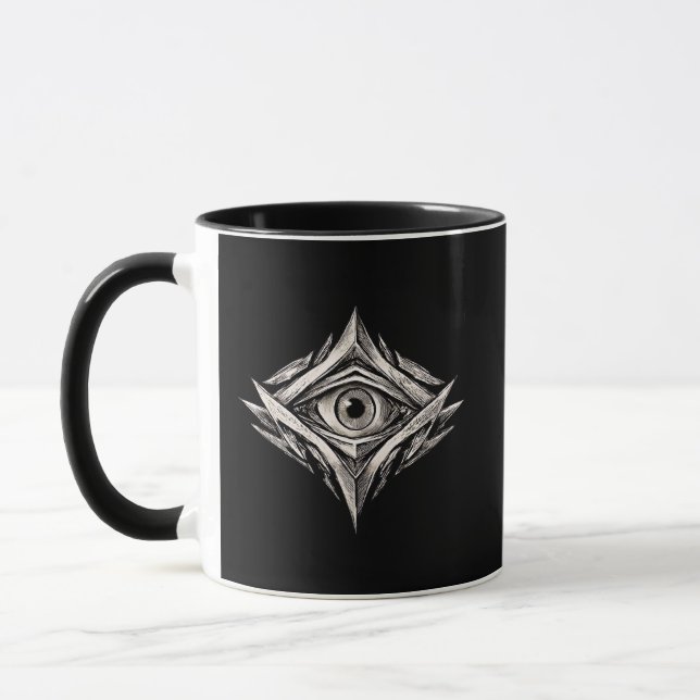 Caneca The Observer Core – Geometric Eye of Awareness Art (Esquerda)