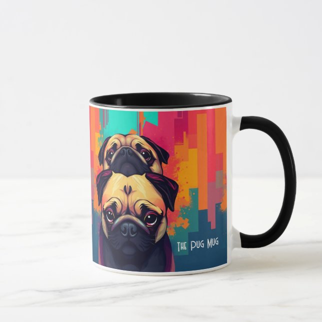 Caneca "The Pug Mug" - Tan Pug Dog Coffee Mug (Direita)