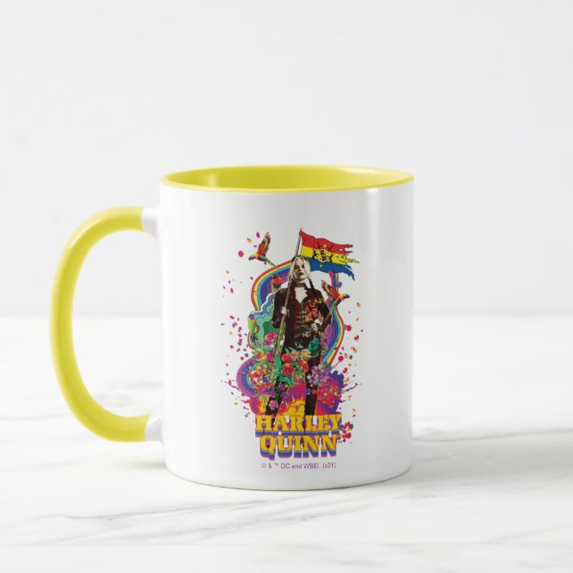 Caneca The Suicide Squad | Harley Quinn Flowers & Rainbow (Esquerda)