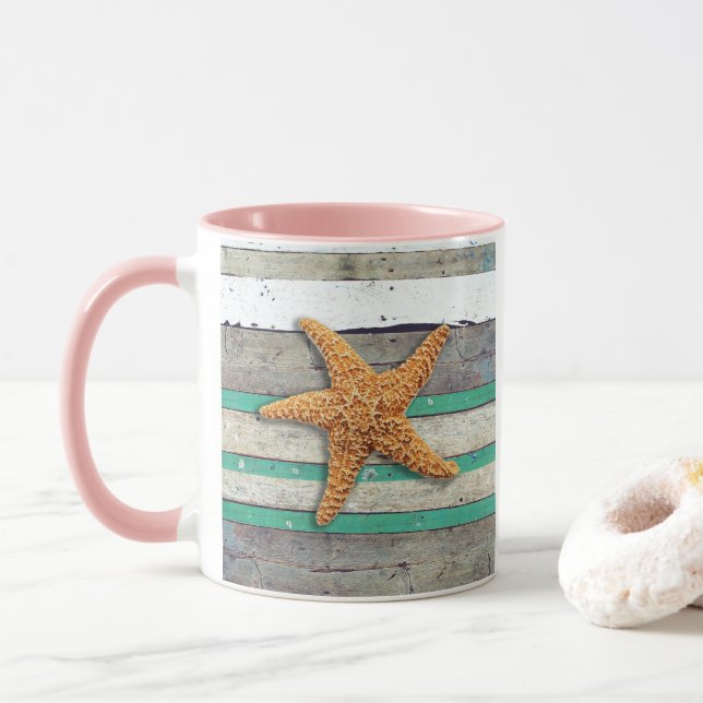 Caneca Theme Starfish Rustic Casamento (Com Donut)