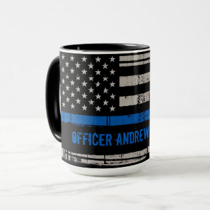 Caneca Thin Blue Line Gift - Polícia EUA - Polícia