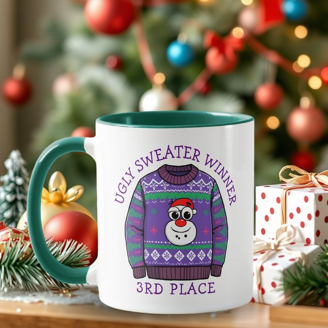 Caneca Third Place Ugly Sweater Winner Christmas (Criador carregado)