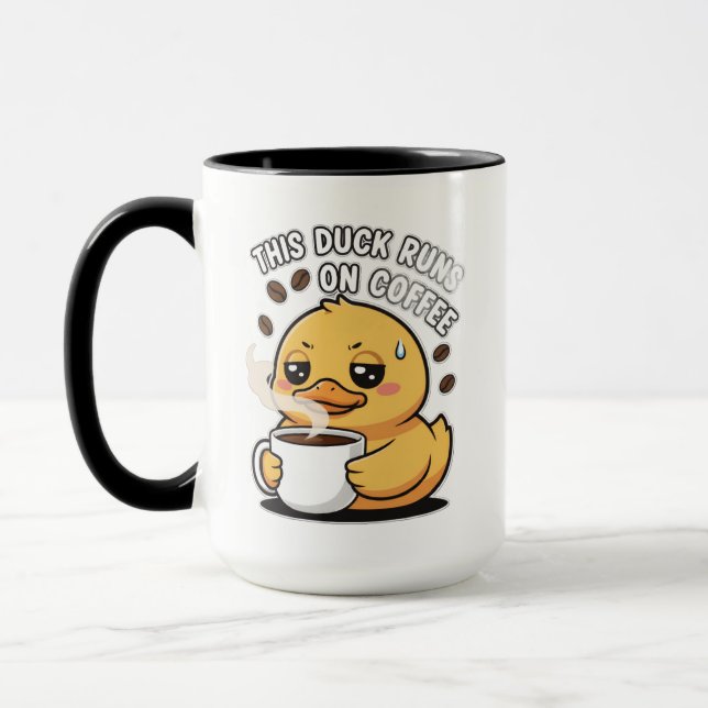 Caneca This Duck Runs on Coffee Cute Duck Coffee Mug (Esquerda)