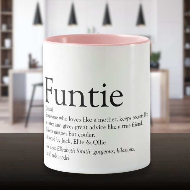 Caneca Tia Da Tia Engraçada Definição Dizendo Engraçado (Funtie Aunt Auntie Definition Saying Funny Mug)