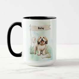 Caneca Tibetan Terrier Watercolor Personalized Dog