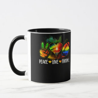 Caneca Tie Dye Peace Love Football Football Lover Game