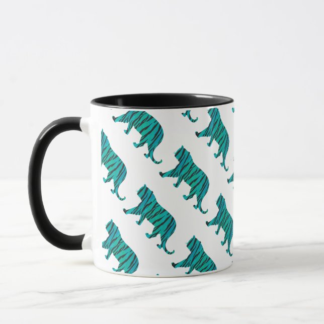 Caneca Tiger Black and Teal Impressão (Esquerda)