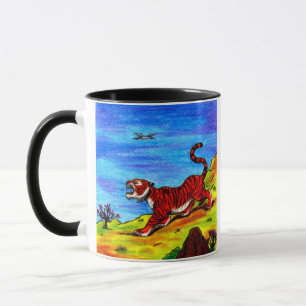 Caneca tigre de pintura e fantasia de trabalho de arte de