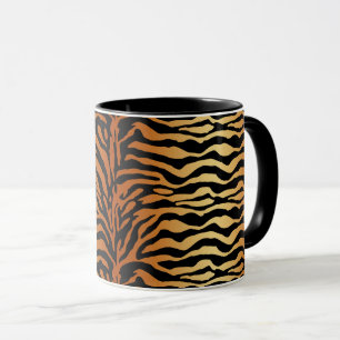 Caneca Tigre Listras Impressão em animais, âmbar, Preto