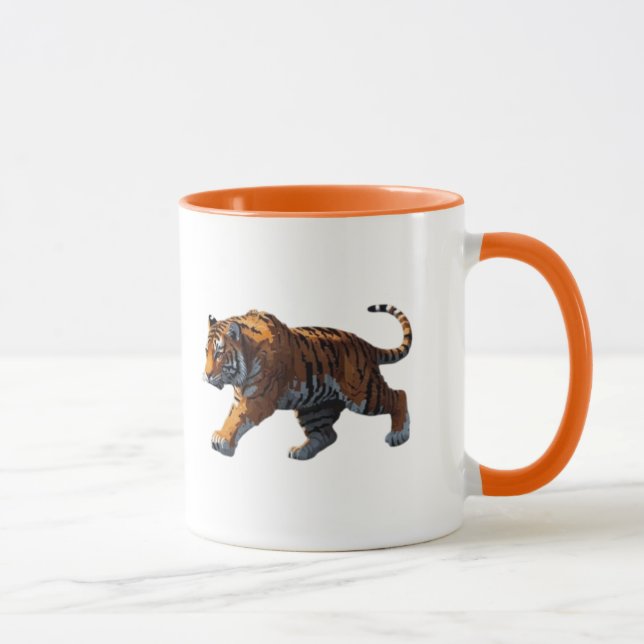 Caneca Tigre puissant en mouvements, pixel art.  (Direita)