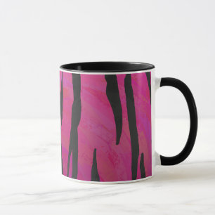 Caneca Tigre, rosa quente e Impressão preto