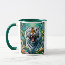 Caneca Tigre rugissant au milieu de la jungle.