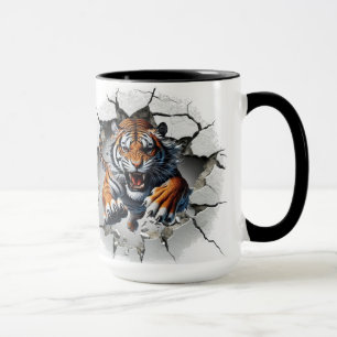 Caneca Tigre saindo de uma parede rachada