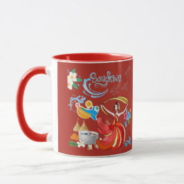 Caneca Tijolo vermelho radiante do ano novo tailandês