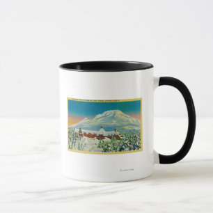 Caneca Timberline Lodge em inverno no Monte Hood