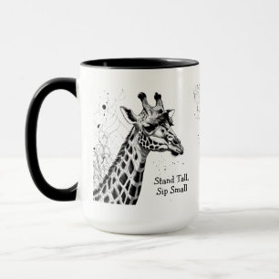 Caneca Tinta Branca Negra Engraçada Girafa Personalizada
