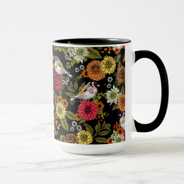 Caneca Tintas de ouro no jardim em preto (Direita)