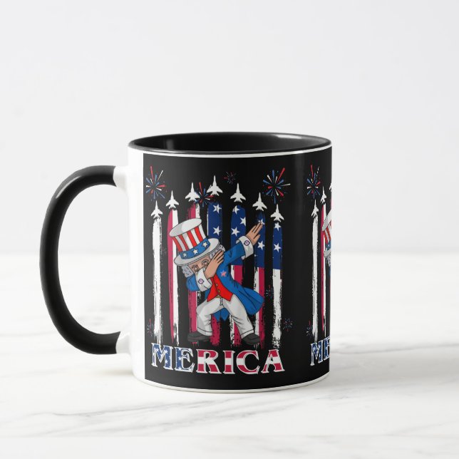 Caneca Tio Patriótico Sam Dabbing 4 de julho (Esquerda)