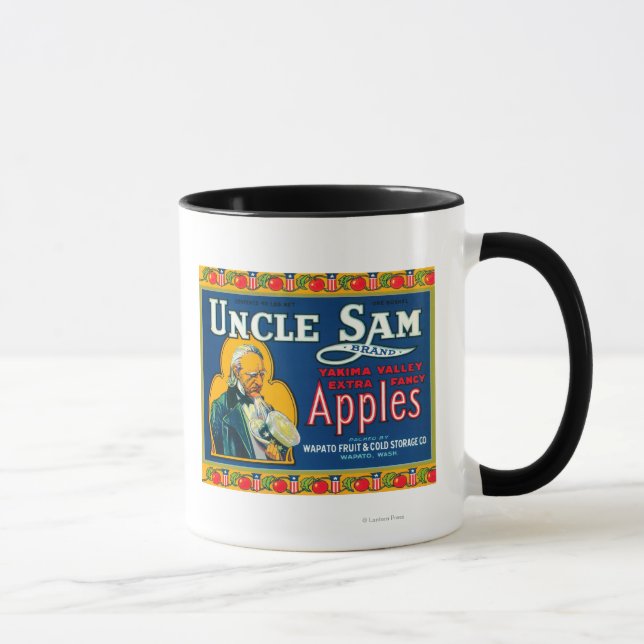 Caneca Tio Sam Apple Label (azul) - Wapato, WA (Direita)
